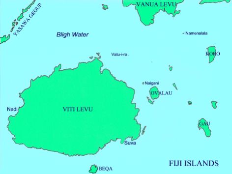 Chart of Fiji Islands showing Vatu-i-ra and Namena islands
