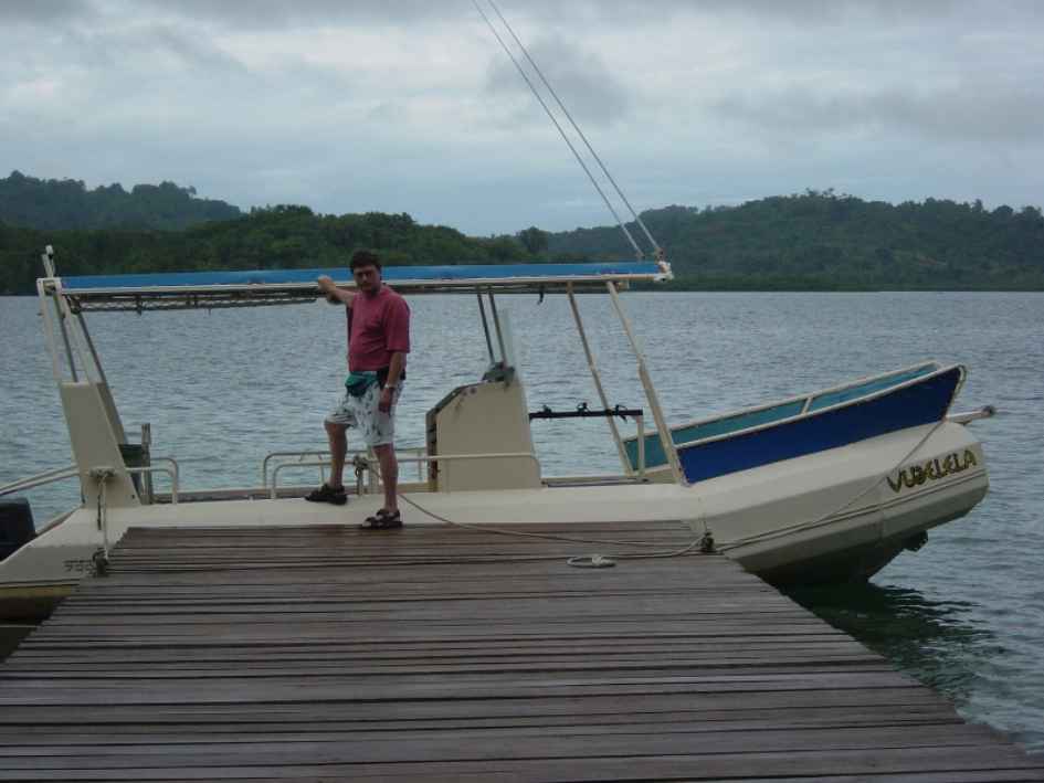 Andrew Whitehead on the jetty at Solomon Islands Diving, Tulagi.