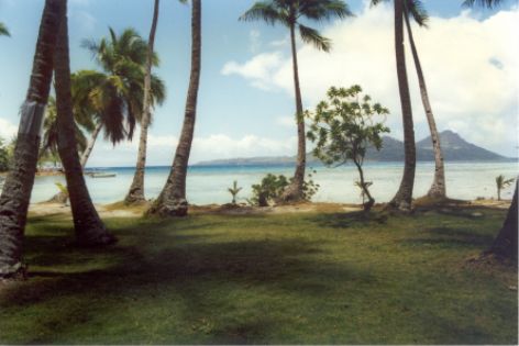 Dublon Island from the old seaplane base on Moen Island (now a resort)